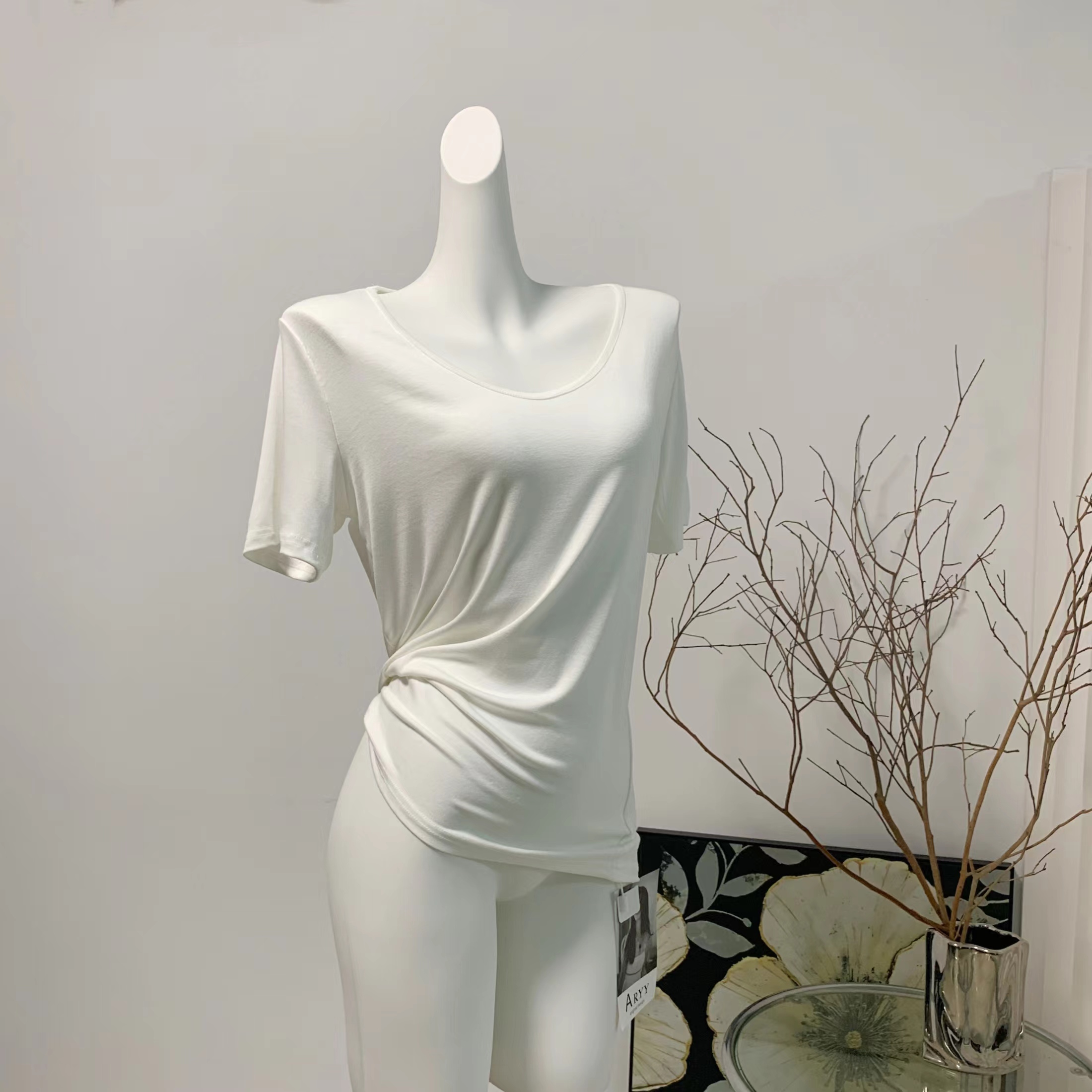 Women's Modal V-Neck Short Sleeve Loose Fit Loungewear T-Shirt - Image 3