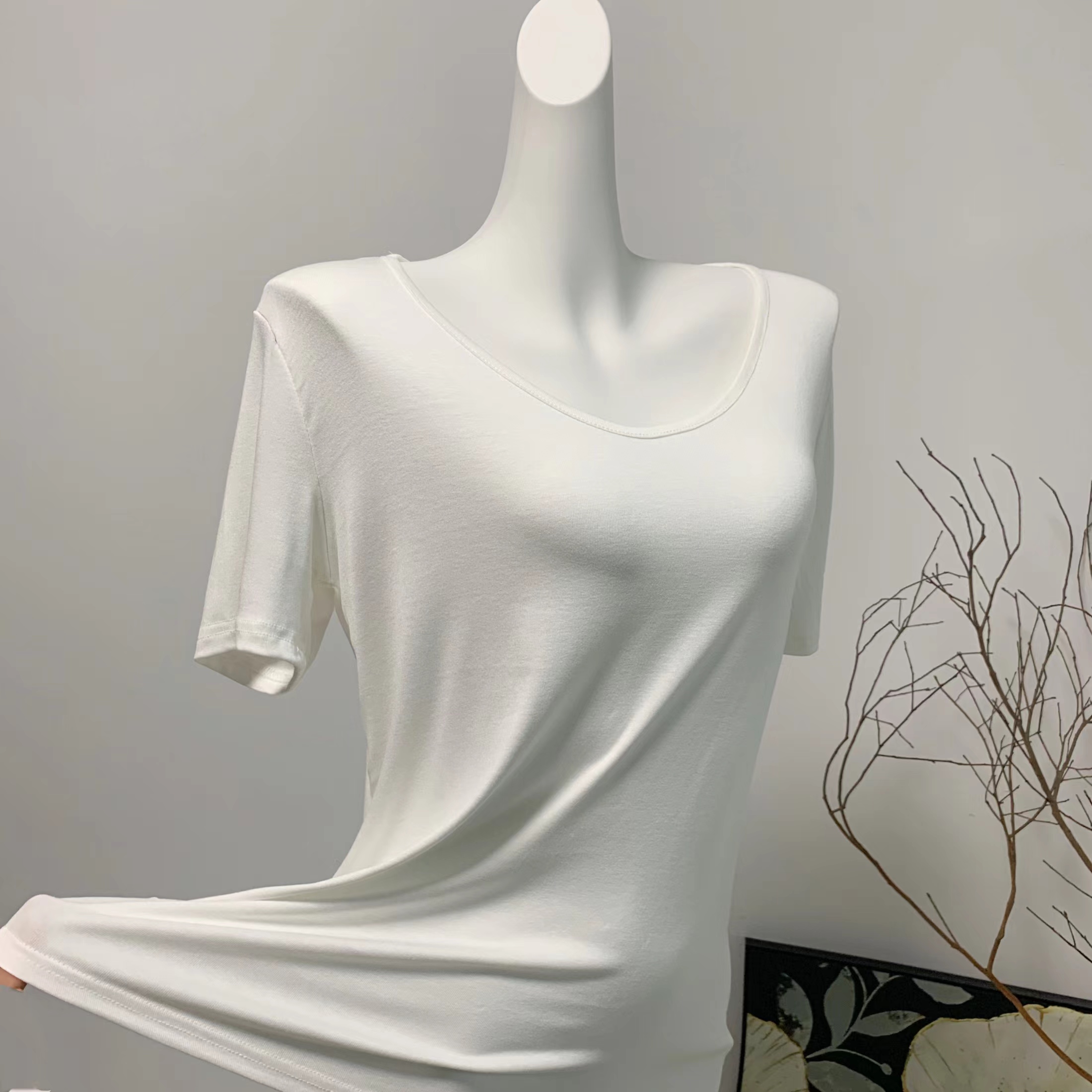 Women's Modal V-Neck Short Sleeve Loose Fit Loungewear T-Shirt - Image 4