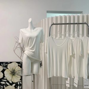 Women's Modal V-Neck Short Sleeve Loose Fit Loungewear T-Shirt