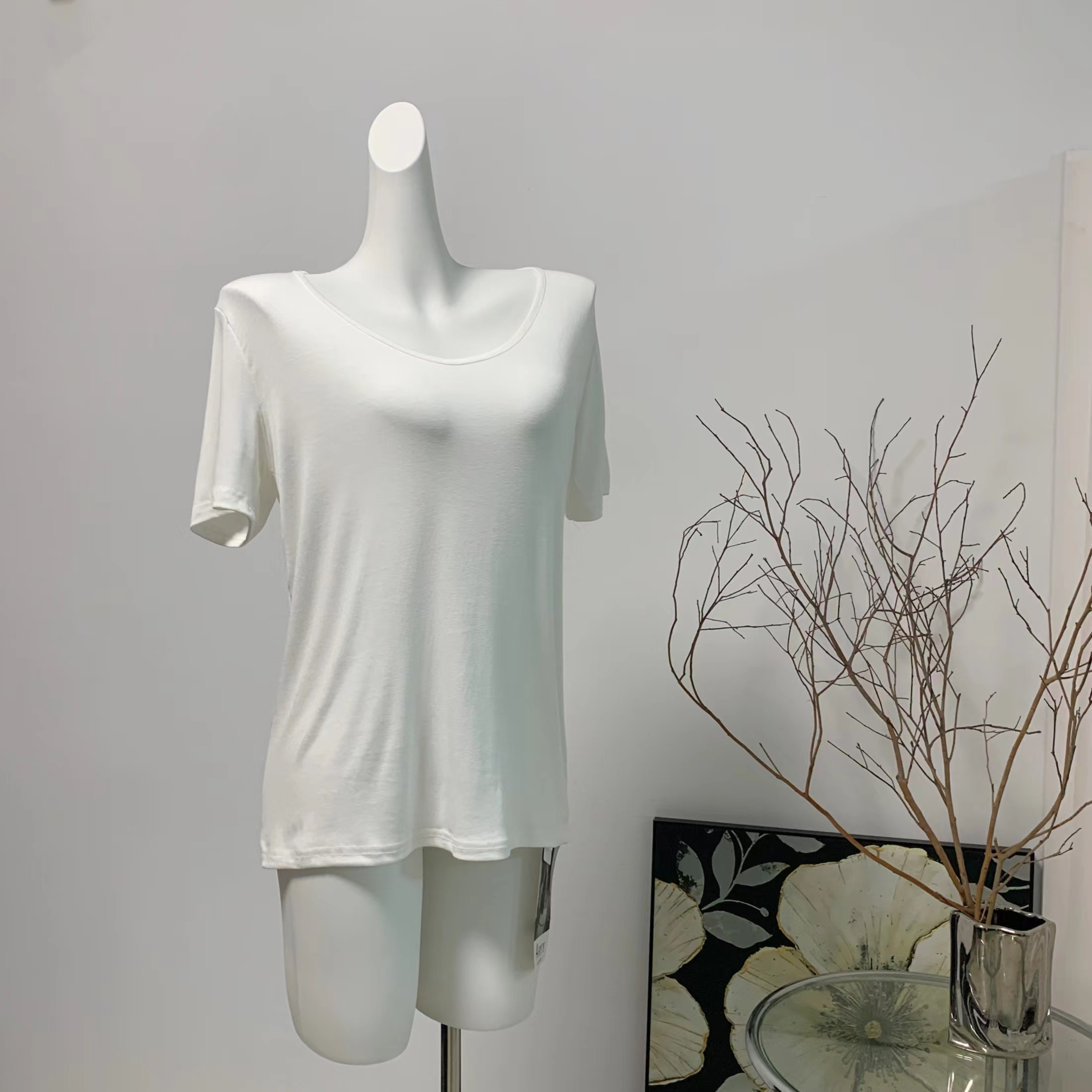 Women's Modal V-Neck Short Sleeve Loose Fit Loungewear T-Shirt - Image 5