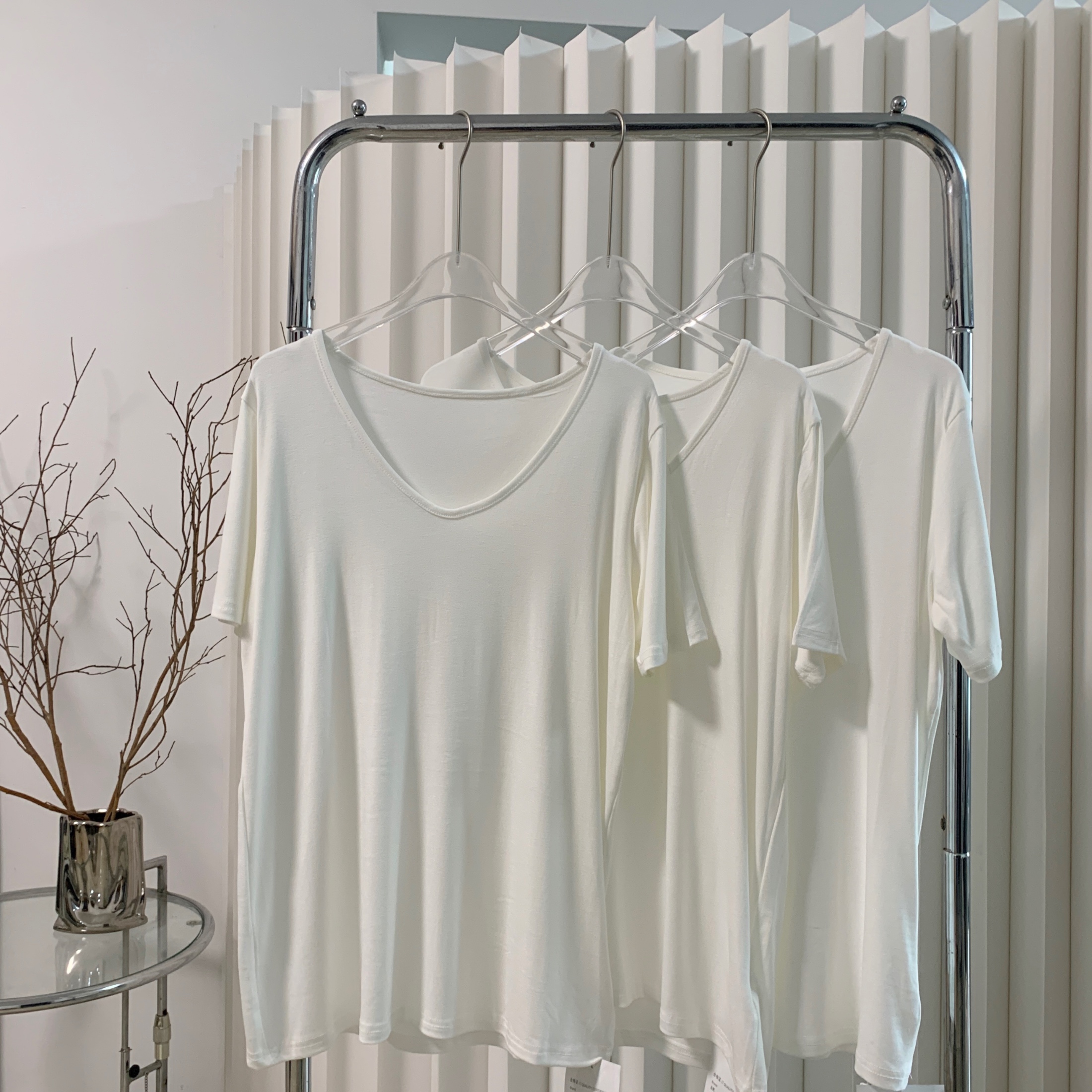 Women's Modal V-Neck Short Sleeve Loose Fit Loungewear T-Shirt - Image 2