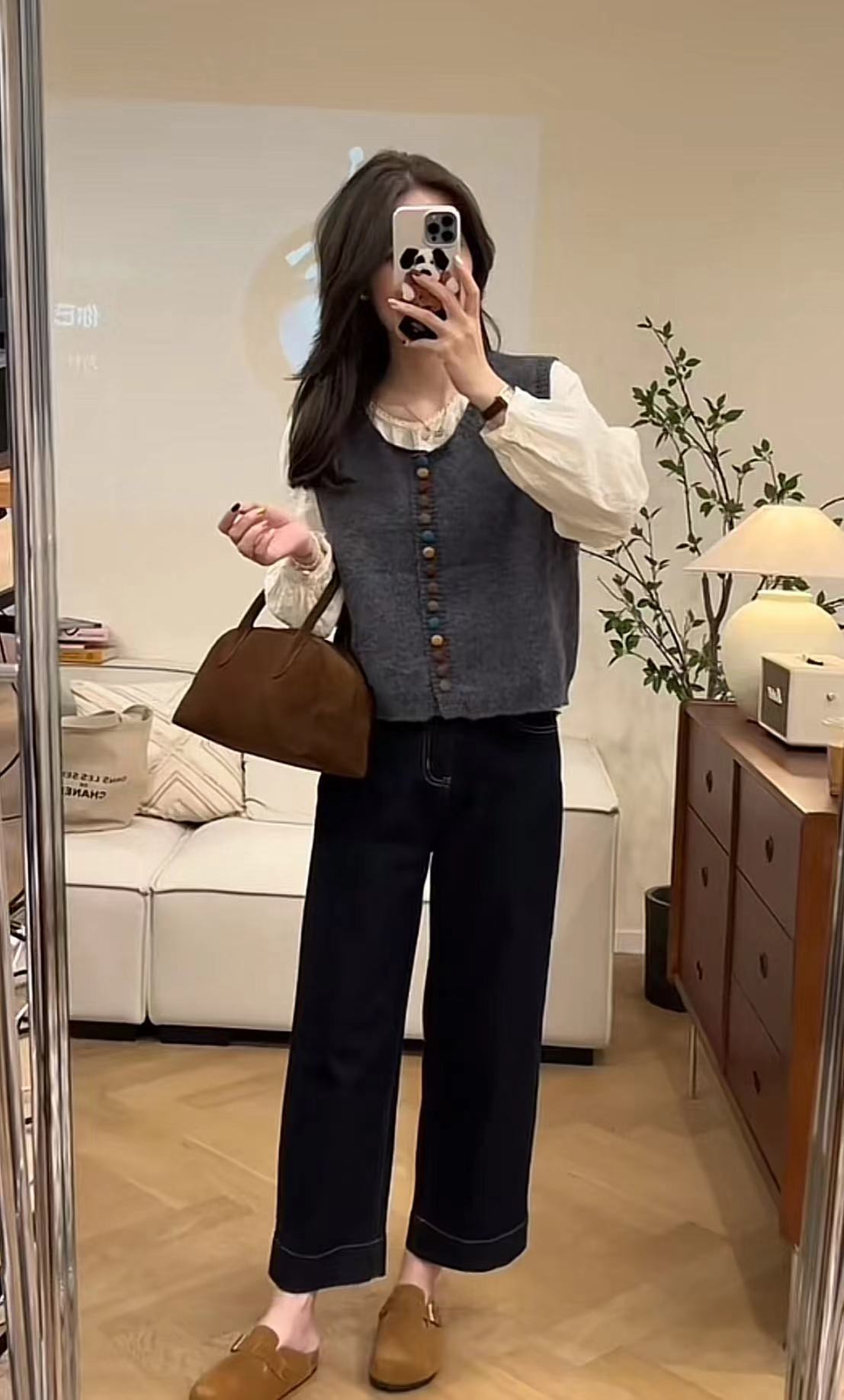3-Piece Lace Shirt Vest and Stitched Jeans Set