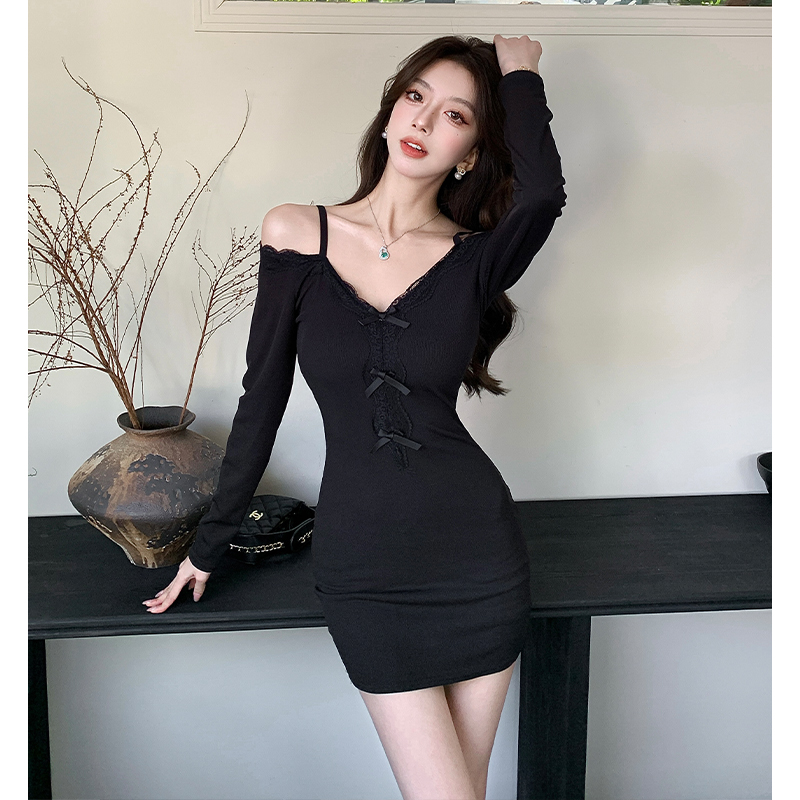 Autumn Lace Long Sleeve Bodycon Mini Dress - Image 3