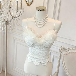 Women's Lace Patchwork Camisole Tank Top with Straps
