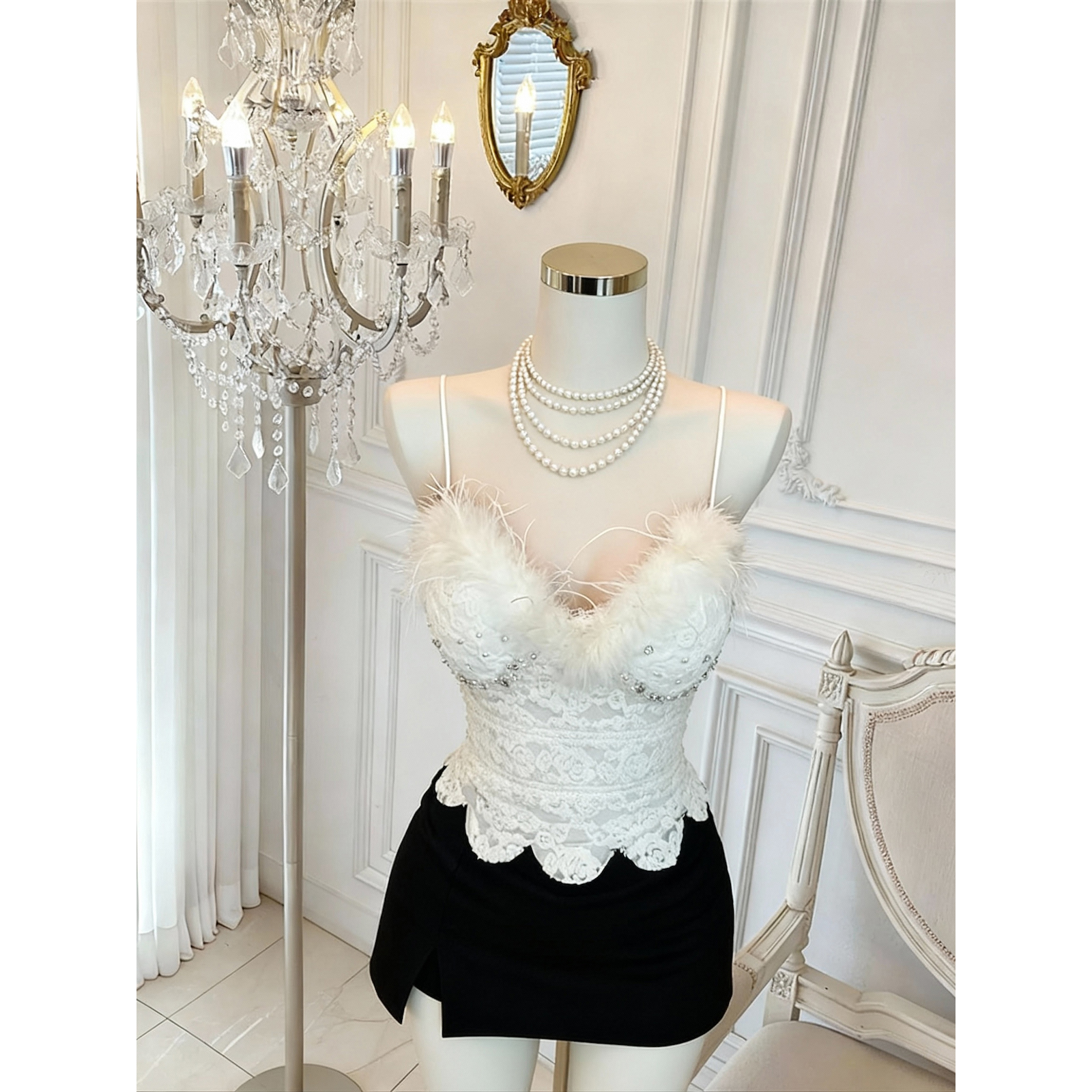Women's Lace Patchwork Camisole Tank Top with Straps - Image 5