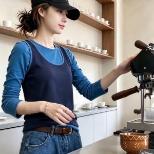 Navy Slim Fit Two-Piece Long Sleeve Round Neck T-Shirt Early Autumn Women's 2026 New Lazy Relaxed Top